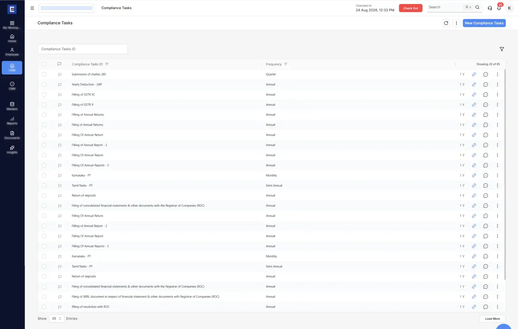 Entries AI CA Practice dashboard