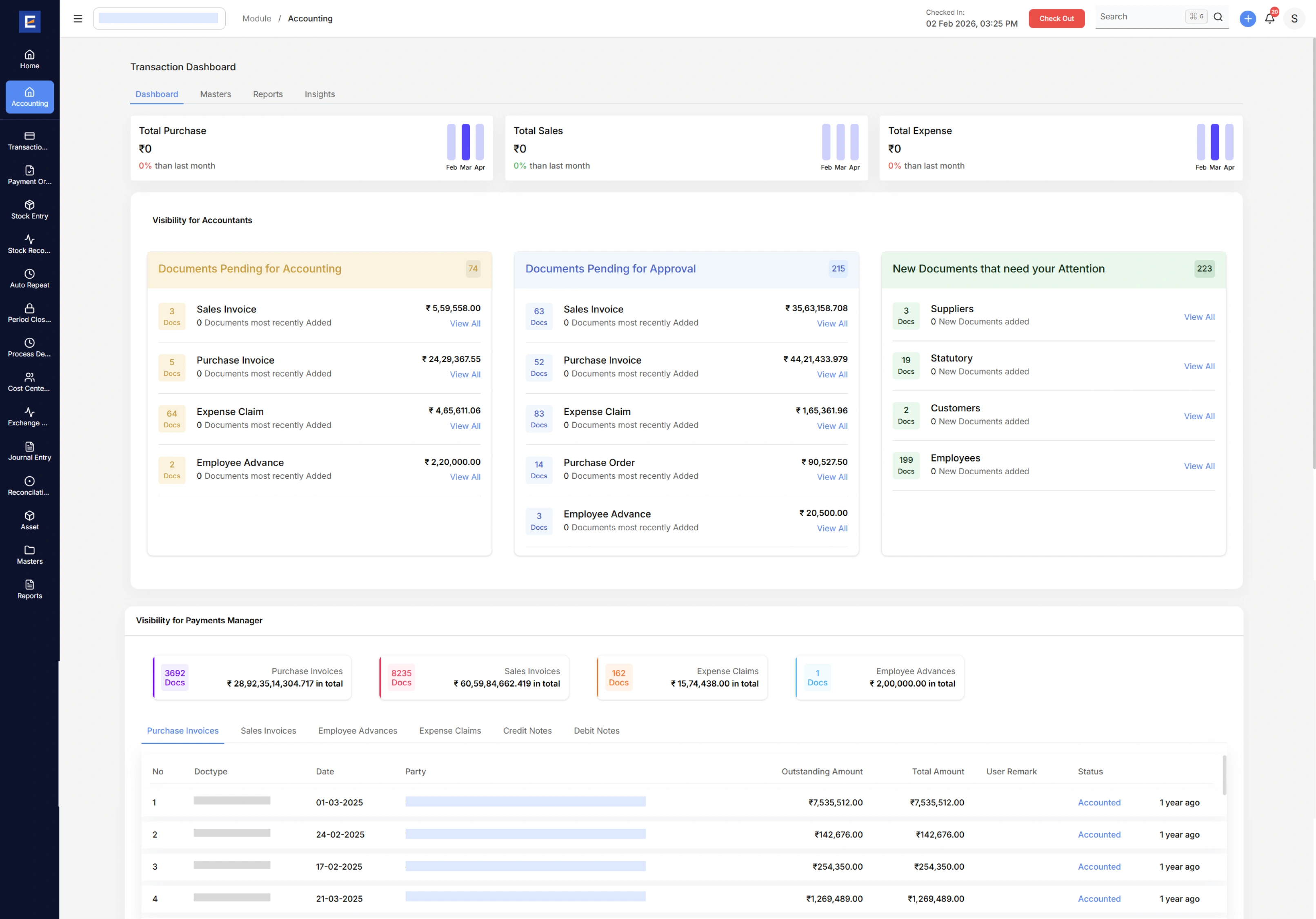 Entires.AI Accounting dashboard