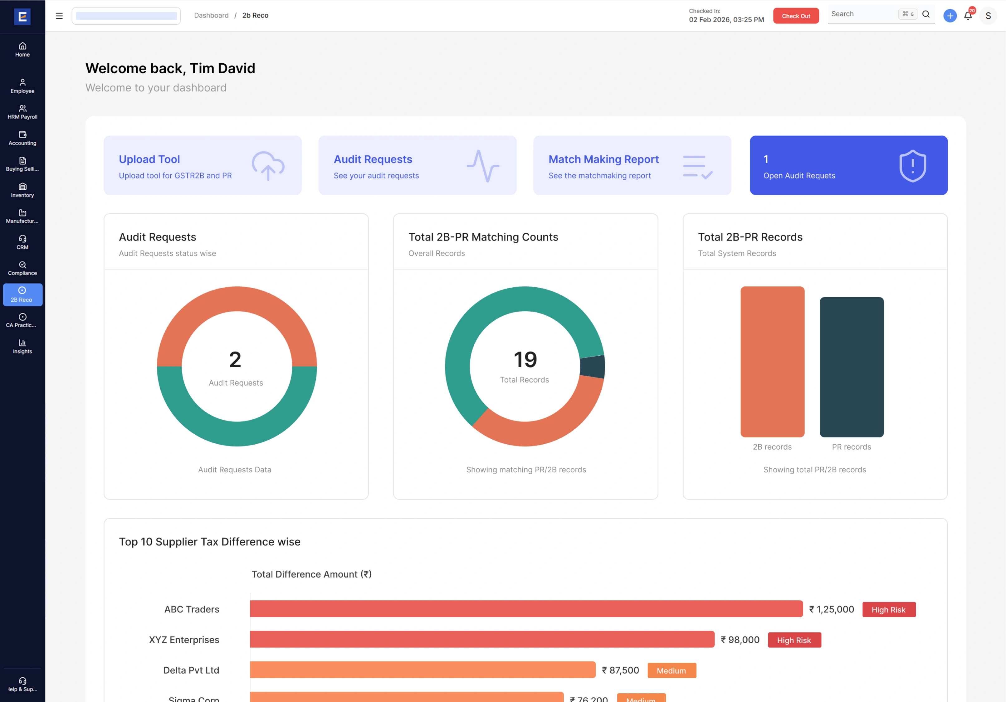 Entires.AI GSTR-2B Dashboard